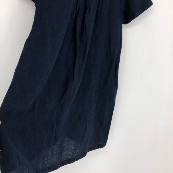 Holebrook Sweden Navy Marina Short Sleeve Linen Midi Dress 1/4 button V-neck S - Picture 14 of 16